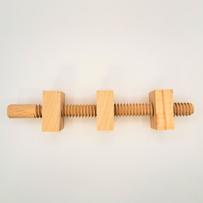 Lot de 3 écrous & 1 filetage long en bois