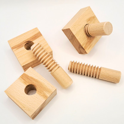 Lot de 3 écrous & filetages en bois