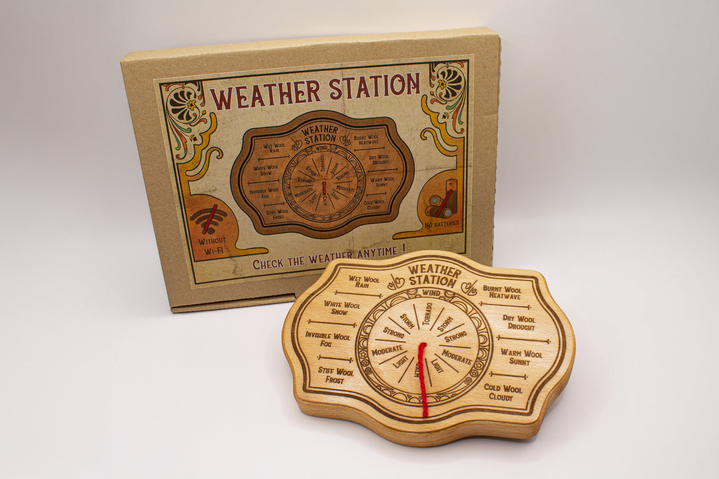 Station météo en bois amusante, décorative. Idée cadeau. Originale et humoristique.