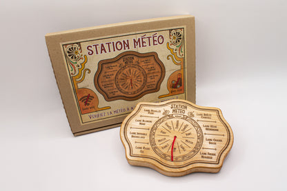 Station météo en bois amusante, décorative. Idée cadeau. Originale et humoristique.