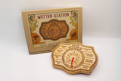 Station météo en bois amusante, décorative. Idée cadeau. Originale et humoristique.