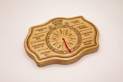 Station météo en bois amusante, décorative. Idée cadeau. Originale et humoristique.